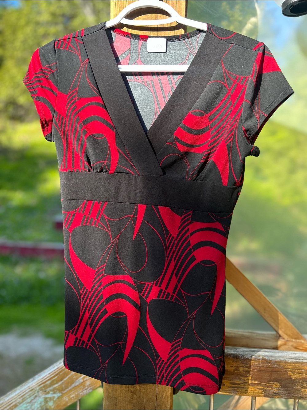 Suzy Shier V-Neck Patterned Top